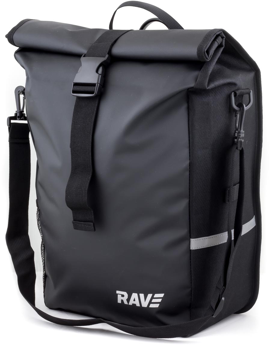 RAVE Fahrradtasche Gepäckträgertasche Voyage - (Einzeln) Easy-Click-System - 22 Liter - Schwarz