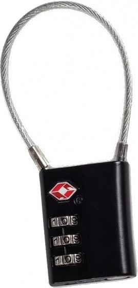 Fabrizio Gepäckschloss TSA schwarz, aus Stahl, mit Zahlenkombination, ca. 10 x 3 cm