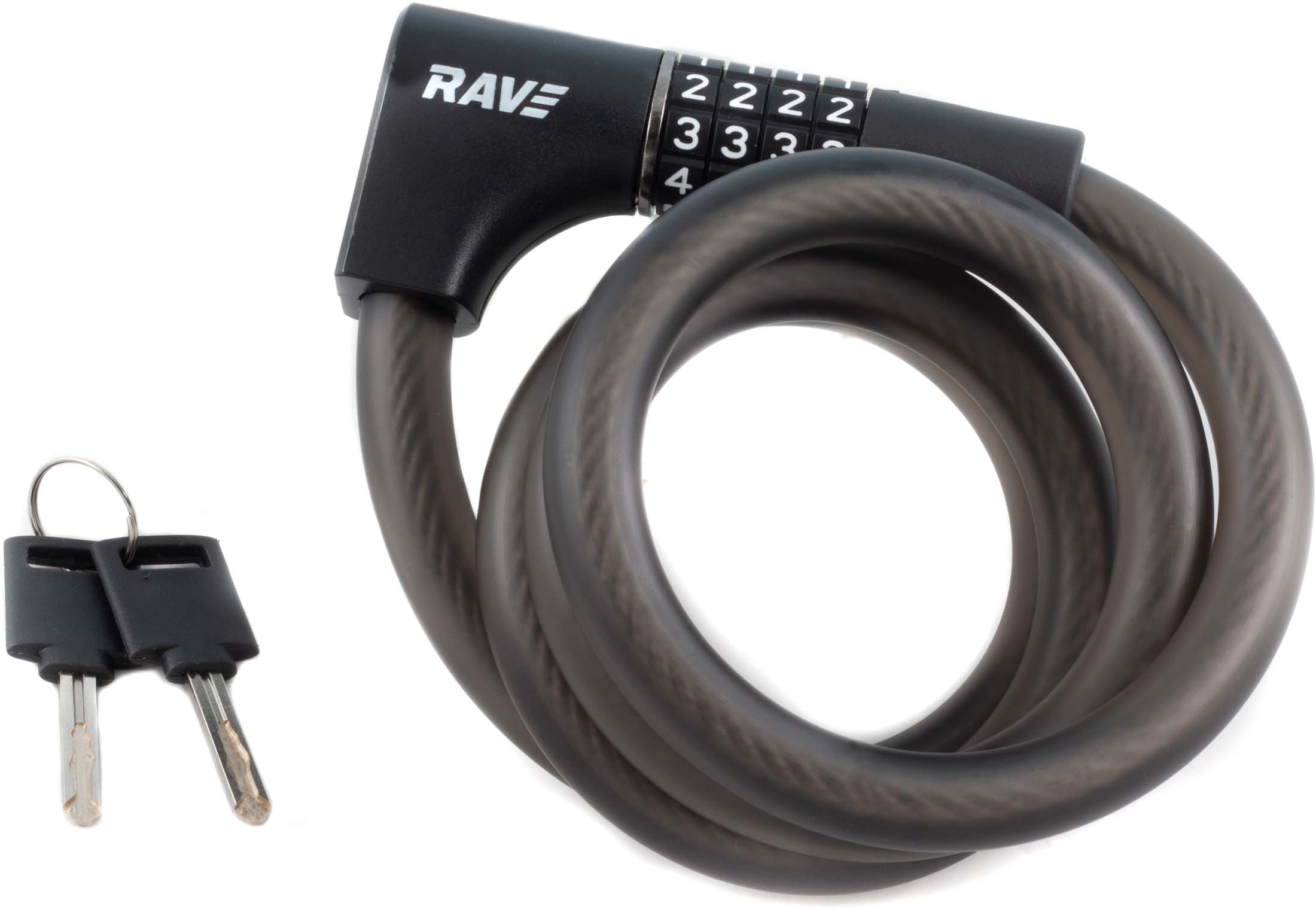 Rave Spiralschloss 2 in 1 Pro 5 - Zahlenschloss inkl. 2 Schlüssel - 120 cm / 15 mm