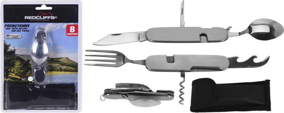 Redcliffs Besteck-Taschenmesser grau/schwarz, aus Edelstahl, ca. 23 x 16 x 3 cm