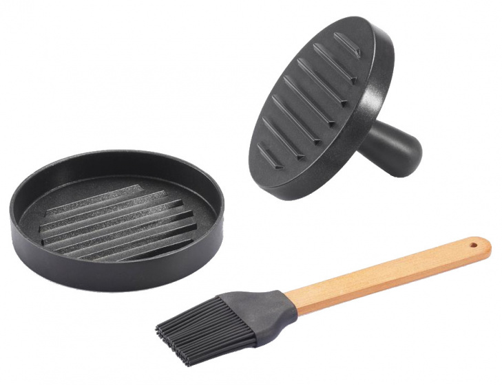 XD Collection BBQ-Burger-Set schwarz, aus Aluminium & Holz, ca. 29 x 4 x 23 cm, 2-teilig
