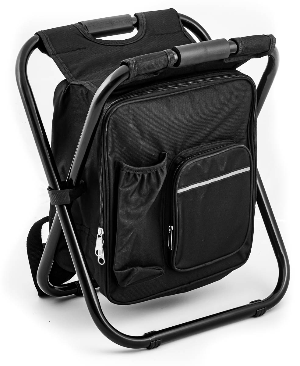 RAVE Outdoor Sitzrucksack Campingstuhl mit Kühltasche - ca. 13 Liter - Schwarz