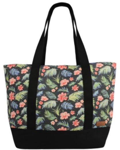 Urban Beach Strandtasche Floral schwarz, aus Baumwolle, 35 Liter