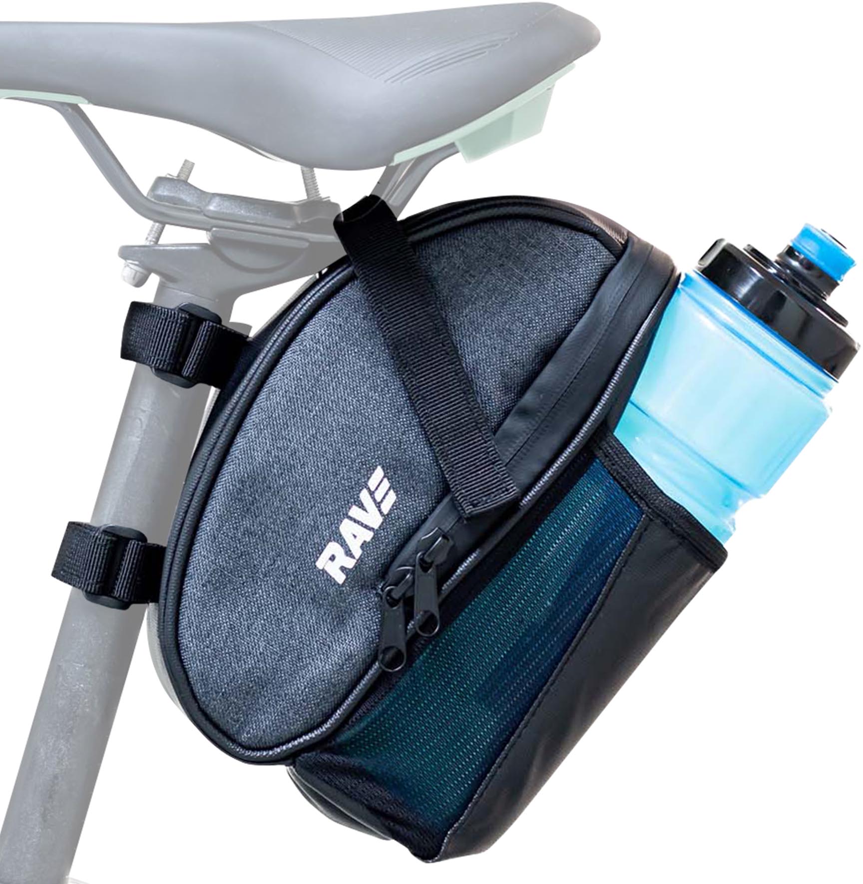 RAVE Fahrrad Satteltasche mit Flaschenhalter, ca. 1,5 Liter - Grau