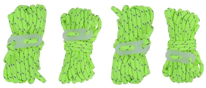 ProPlus Abspannleinen gelb, aus synthetischem Material, leuchten im Dunkeln, 4 Meter, Ø 4 mm, 4er-Set