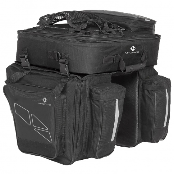 M-Wave Doppel-Gepäckträgertasche Amsterdam Triple, aus Polyester - Schwarz