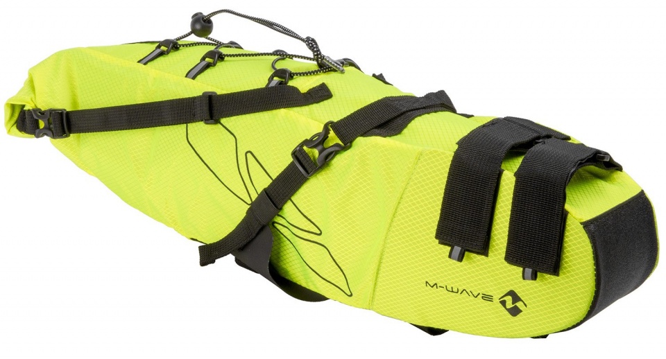M-Wave Satteltasche Rough Ride L aus Nylon, ca. 11 Liter, ca. 53 x 15 x 13 cm - Gelb
